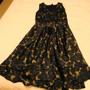 Floral printed navy blue dress